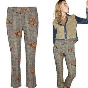 Mos Mosh Ivana Shannon Checkered Pant Crop Trouser Brown Orange 70's Size 38